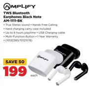 Amplify TWS Bluetooth Earphones Black Note AM-1111-BK-Each