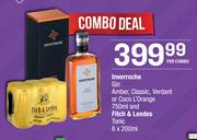 Inverroche Gin Amber, Classic, Verdant Or Coco L'Orange 750ml & Fitch & Leedes Tonic 6x200ml-P Combo