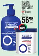 Skin eFX Nutriskin Moisturising Body Lotion 450ml Or Cream 400g Assorted-Each