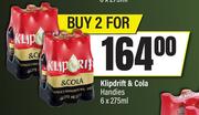 Klipdrift & Cola Handies-For 2 x 6 x 275ml