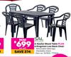 Sal Outdoor 6-Seater Black Table Plus 6 Kingston Low Back Chair-Per Set