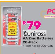 Uniross AA Zinc Batteries 20-Pack