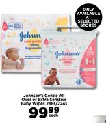 Johnson's Gentle All Over Or Extra Sensitive Baby Wipes 288s/224s Pack-Each