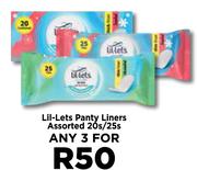 Lil-Lets Panty Liners Assorted-For Any 3 x 20s/25s Pack
