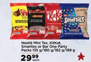Nestle Mini Tex, Kitkat, Smarties Or Barone Party Packs-135g/180g/182g/189g Each