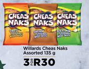 Willards Cheas Naks Assorted-For 3 x 135g