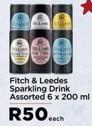 Fitch & Leedes Sparkling Drink Assorted-6 x 200ml Each