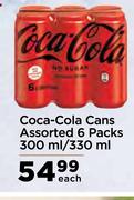 Coca Cola Cans Assorted-6 x 300ml/330ml