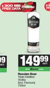 Russian Bear Triple Distilled Vodka (Incl. Flavours)-750ml Each