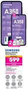 2 x Samsung Galaxy A35 5G Smartphone-On 1.3GB Red Top Up Core More Data + Flexi 80