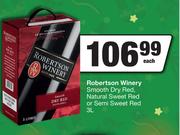 Robertson Winery Smooth Dry Red,Natural Sweet Red Or Semi Sweet Red-3L Each