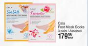 Cala Foot Mask Socks 3 Pairs Assorted-Each