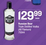 Russian Bear Triple Distilled Vodka (All Flavours)-750ml Each