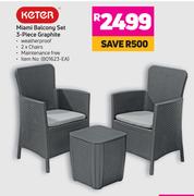 Keter Miami Balcony Set 3 Piece (Graphite)