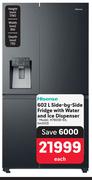 Hisense 602L Side By Side Fridge With Water & Ice Dispenser H780SB-IDL