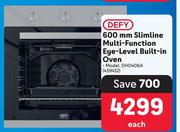 Defy 600mm Slimline Multi Function Eye Level Built In Oven DHD406A