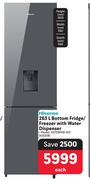 Hisense 263L Bottom Fridge/Freezer With Water Dispenser H370BMIB-WD