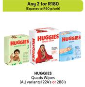 Huggies Quads Wipes (All Variants)-For 2 x 224's Or 288's