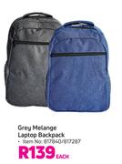 Grey Melange Laptop Backpack-Each