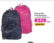 Delux Pink Print Backpack-Each