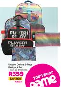 Unicorn Ombre 5-Piece Backpack Set-Per Set