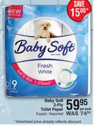 Baby Soft 2 Ply Toilet Paper Assorted-9 Per Pack