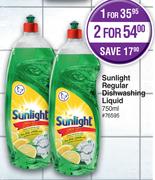 Sunlight Regular Dishwashing Liquid-For 2 x 750ml 