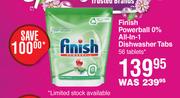 Finish Powerbal 0% All In 1 Dishwasher Tabs-56 Tablets