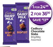 Cadbury Chocolate Slabs Assorted-For 2 x 80/88g
