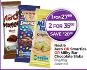 Nestle Aero Or Smarties Or Milky Bar Chocolate Slabs-For 2 x 80g/85g