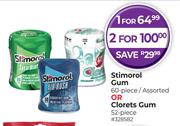 Stimorol Gum Assorted 60 Pieces or Clorets Gum 52 Pieces-For 2