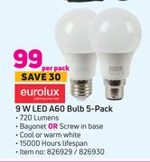 Eurolux 9W LED A60 Bulb-5's Per Pack