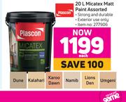 Plascon Micatex Matt Paint Assorted-20L Each