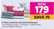 3 Piece Comferter Set Assorted Designs-Per Set
