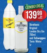 Stretton's Original London Dry Gin-750ml & Schweppes Tonic Water-1Ltr Per Combo
