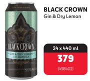 Black Crown Gin & Dry Lemon-24 x 440ml