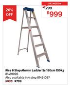 Rise 6 Step Aluminium Ladder SS 180cm 150Kg 81491096