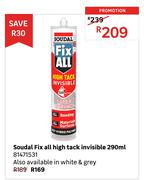 Soudal Fix All High Tack Invisible White & Grey-290ml