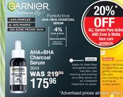 Garnier Pure AHA + BHA Charcoal Serum-30ml