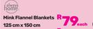 Always Home Mink Flannel Blankets- 125cm X 150cm Each