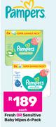 Pampers Fresh or Sensitive Baby Wipes-6 Pack Each