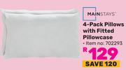Mainstays 4-Pack Pillows With Fitted Pillowcase