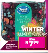 Great Value Maxi Sanitary Pads-8s Pack