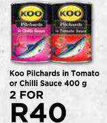 Koo Pilchards In Tomato Or Chilli Sauce-For 2 x 400g