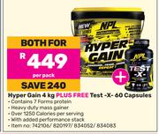 NPL Hyper Gain 4Kg Plus Free Test X 60 Capsules-Both For