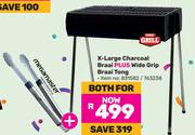 Expert Grill X-Large Charcoal Braai Plus Megamaster Wide Grip Braai Tong-Both For 