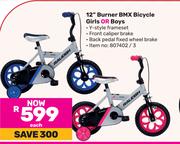 Raleigh 12" Burner BMX Bicycle Girls Or Boys-Each