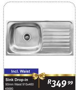 Sink Drop In 90mm Waist 915 x 460 45680