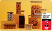 Five Acrylic Storage Canisters With Bamboo Lids-Each
