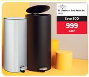 Home Living 30L Stainless Steel Pedal Bin-Each